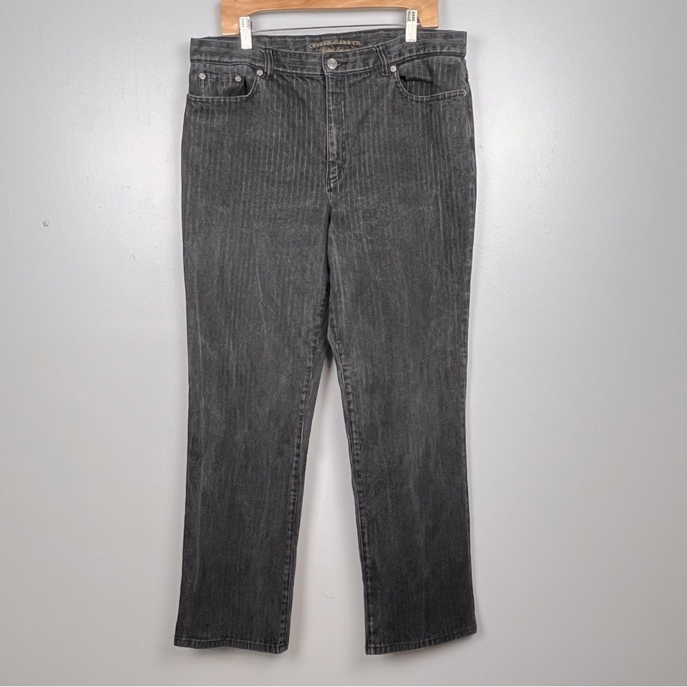 Lauren Jeans Co. Ralph Lauren washed black textured stripe cotton jeans, 16.